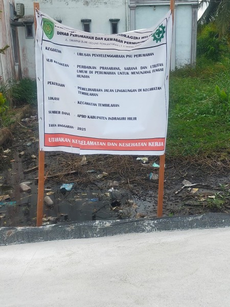 Meski Ada Papan Plang, Proyek Dinas Perkim Inhil Tidak Cantumkan Volume, Sumber Dana Dan Rekanan Pelaksana