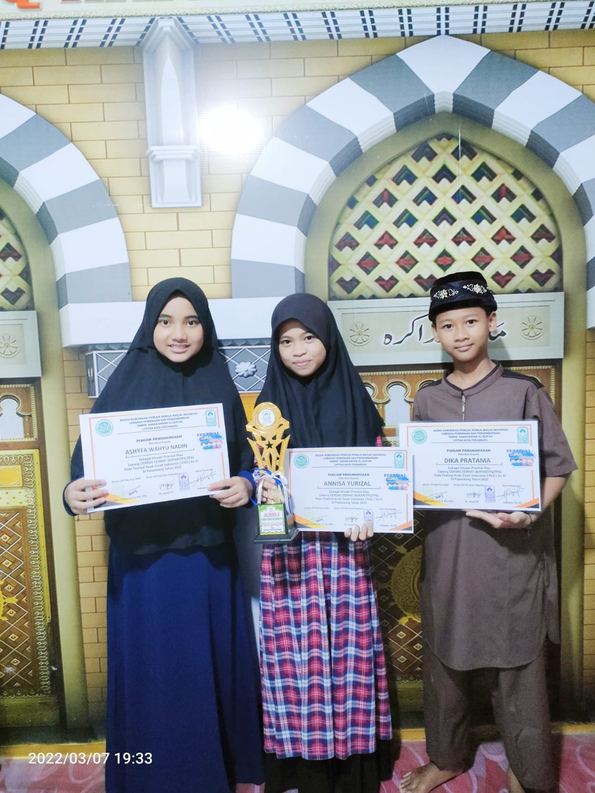 3  Santri TPQ Hafizh Hafizhah Pekanbaru Ikuti Ajang FASI Tingkat Nasional di Palembang